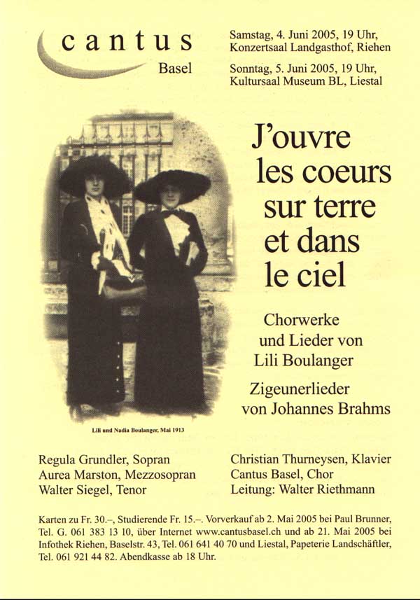 Plakat Brahms und Boulanger